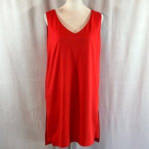 Designer Robert Rodriguez Orange Red V neck Shift Mini Dress Size 6